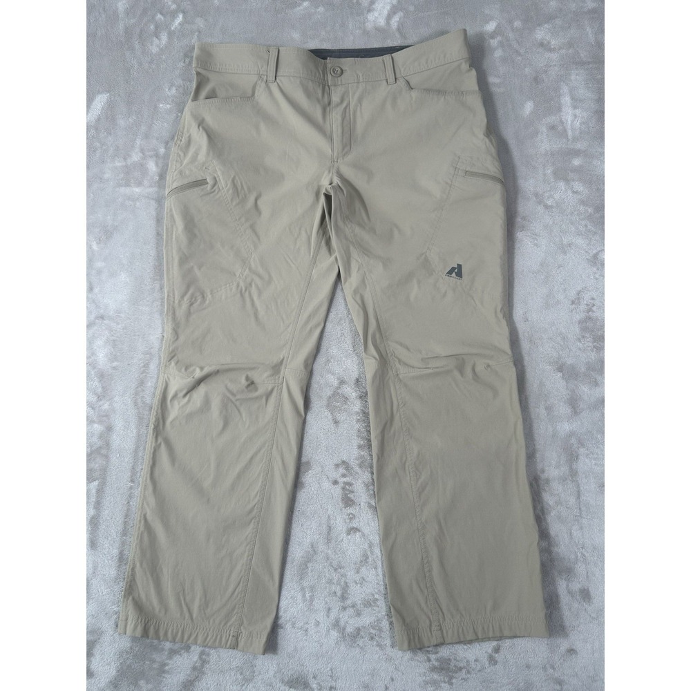 Eddie Bauer First Ascent Pant Men 40x29 Beige Zip Pocket Cargo Articulated Knee